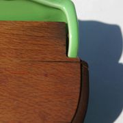 Boîte à Sel vintage en céramique et bois - Rare couleur verte