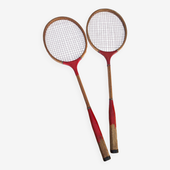 2 vintage red badminton rackets