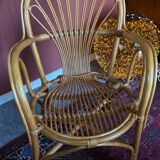 2 vintage rattan armchairs