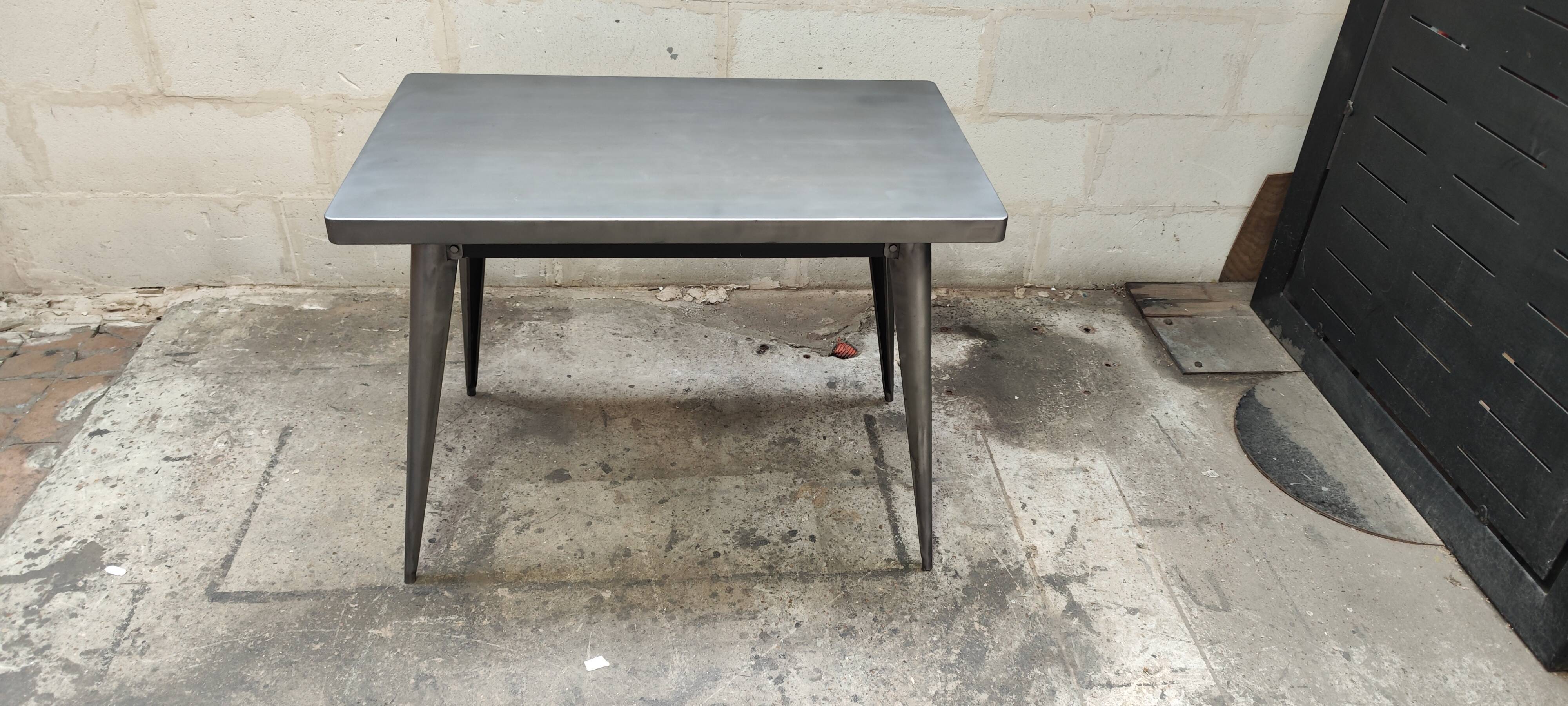 Antique large Tolix A table in brushed metal
