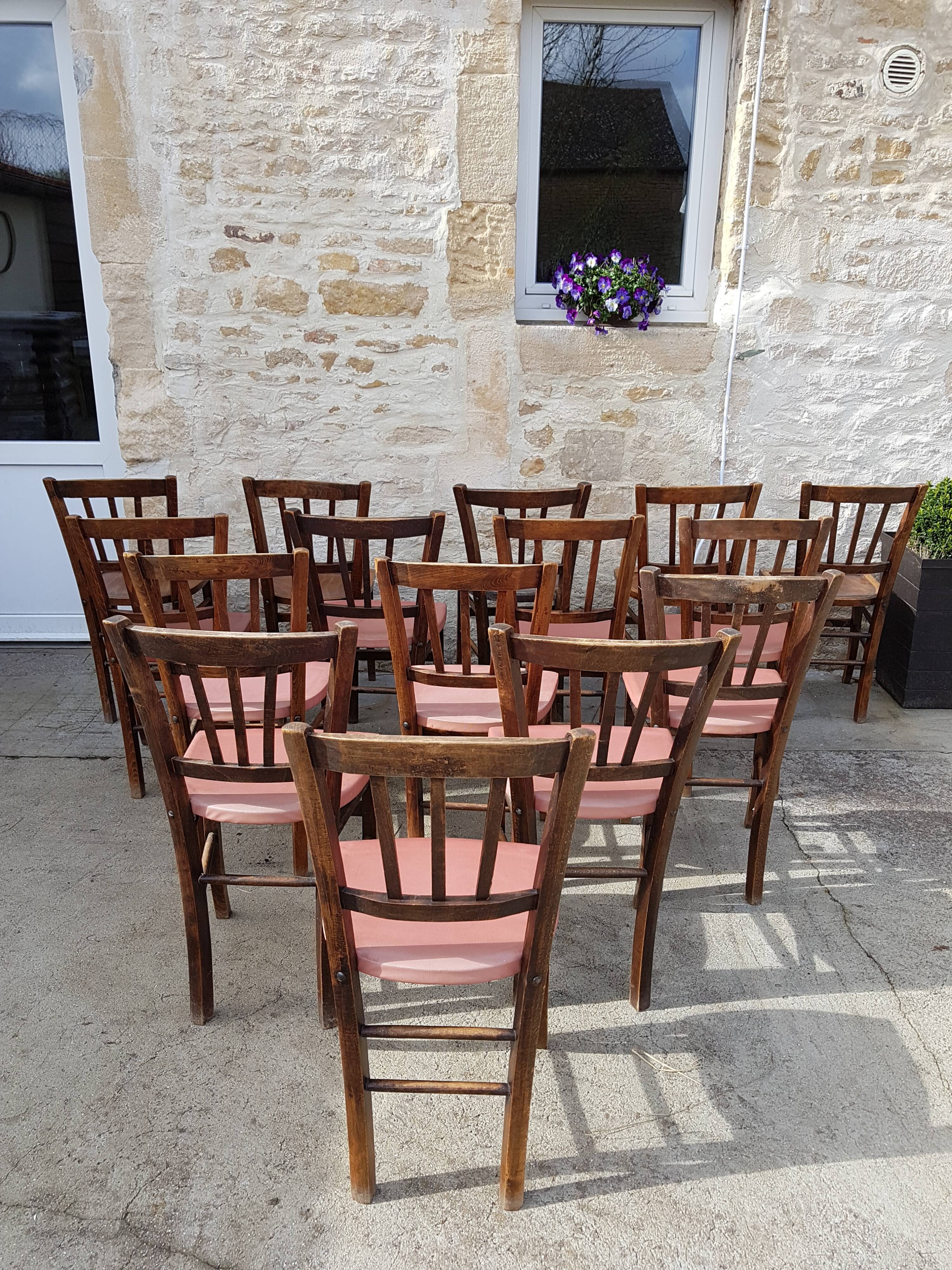 Lot of 15 old bistro chairs