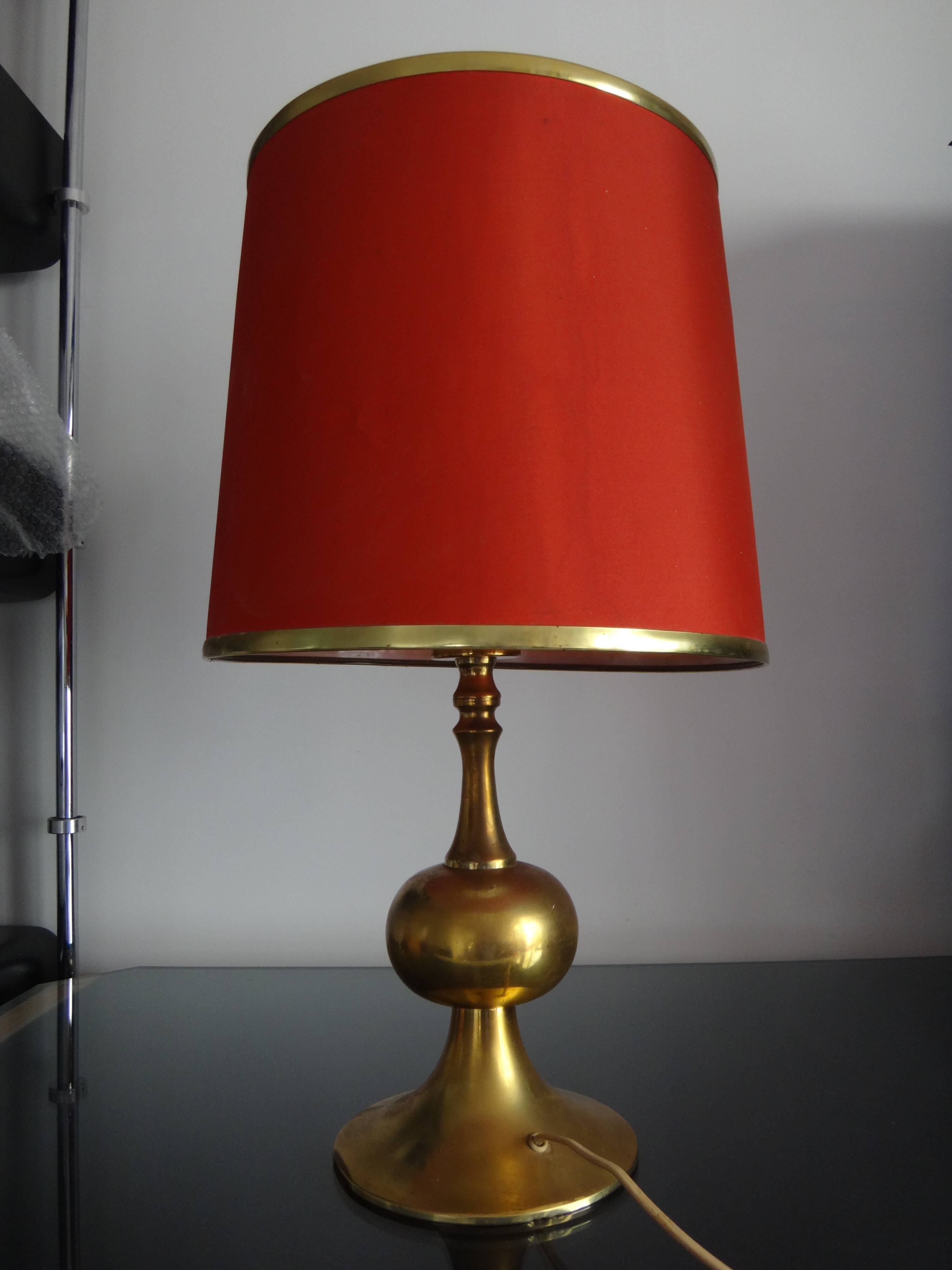 Gold table lamp design Barbier tulip 1970 designer
