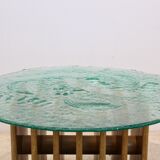 Table basse Heinz Lilienthal avec plateau en verre sculptural