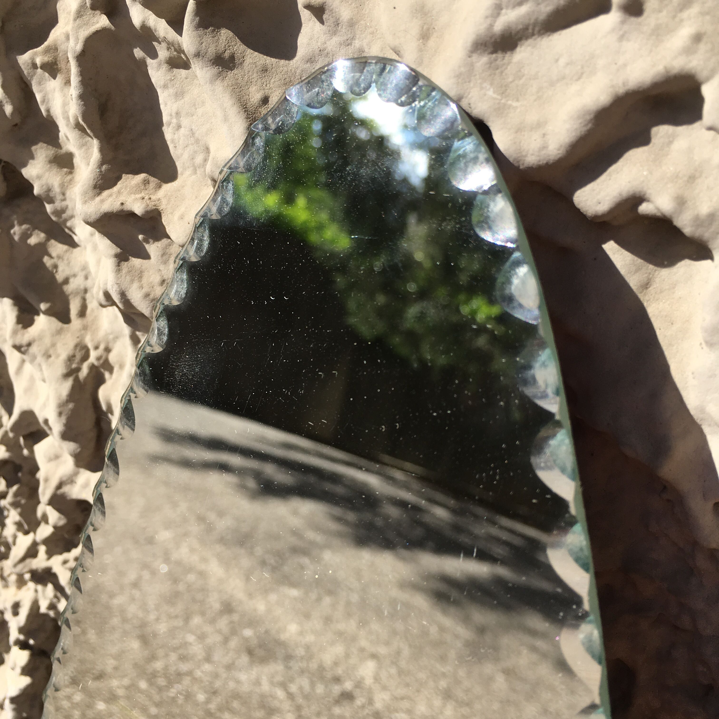 Long oval beveled mirror 60x17cm