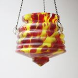 Art deco spatter glass pendant planter, Bohemia 1930s.