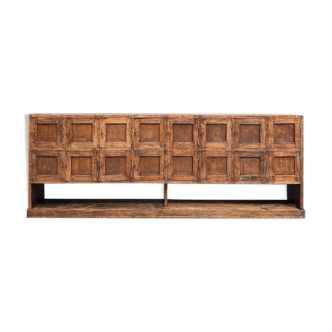 Renovated workshop furniture with compartments.