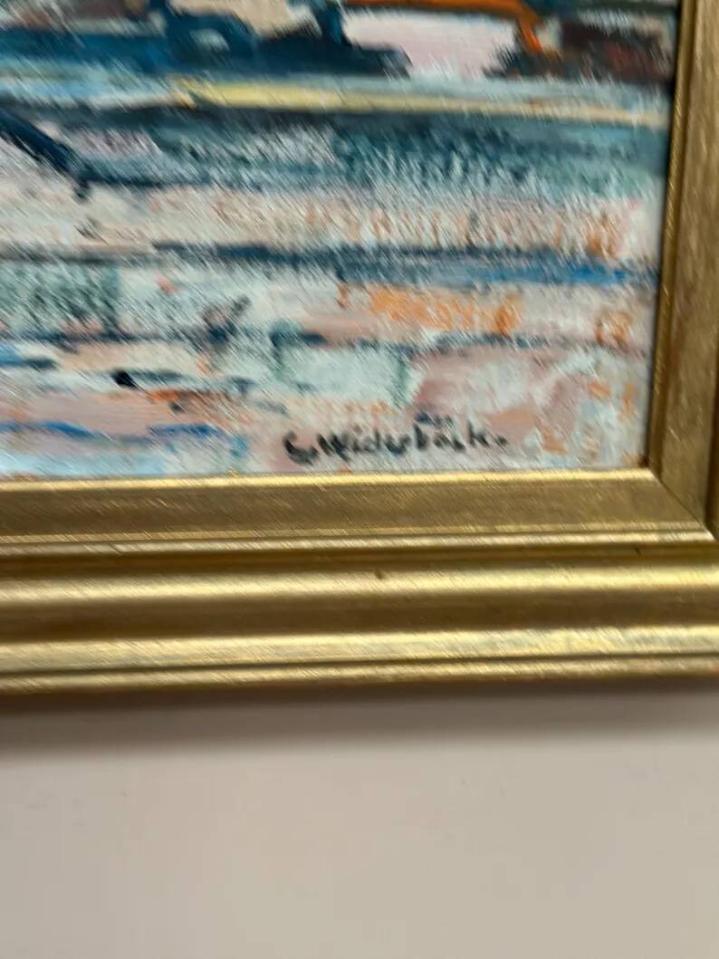 Original Swedish Oil on Panel – "Uppsala" by Gusten Widerbäck – Signed – Dated 1965 (on the back) – Framed – 38 × 43 cm