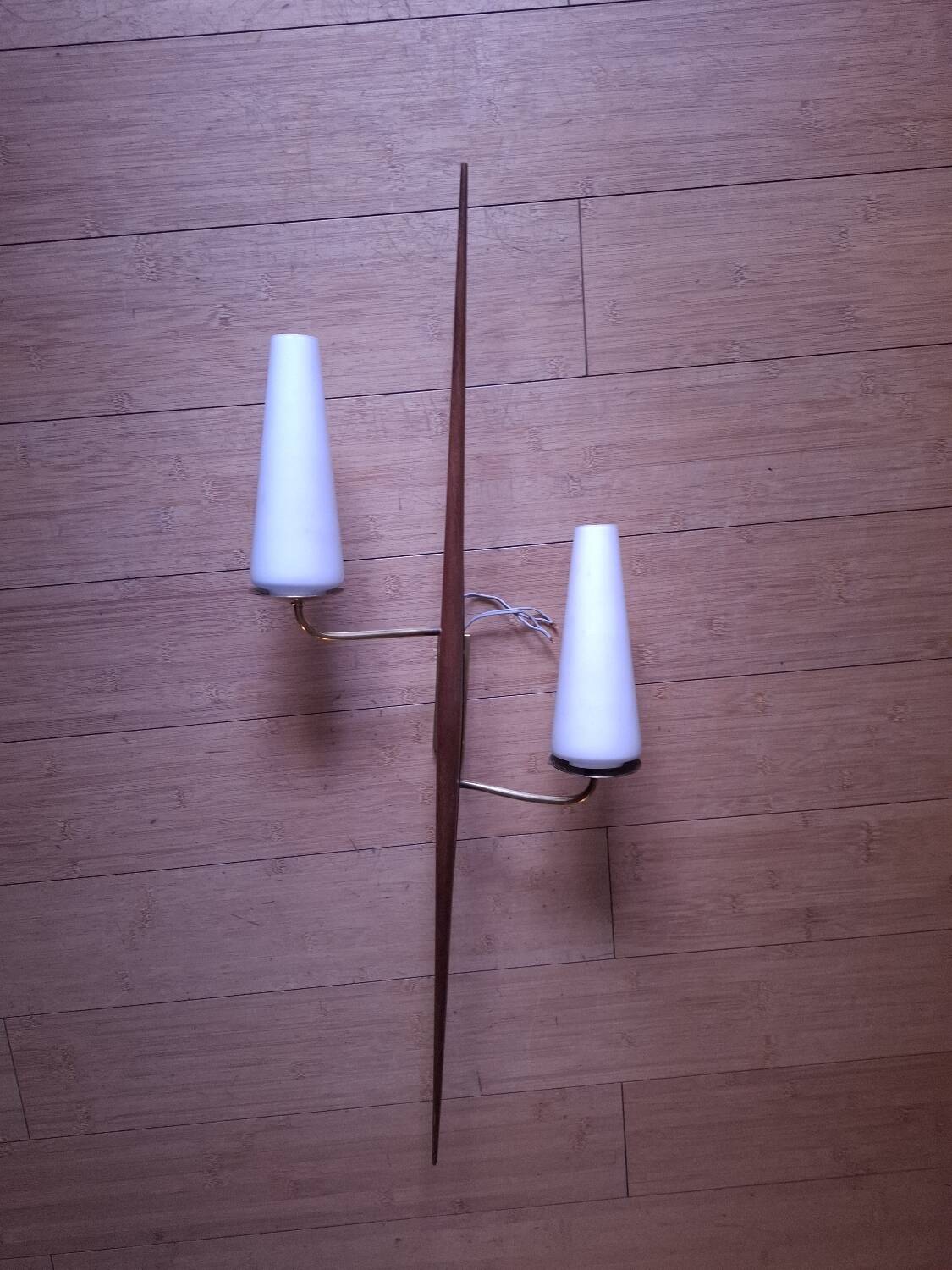 60's teak wall light from Maison Lunel