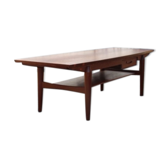 Scandinavian coffee table double tray Denmark 1960