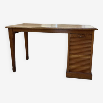 Oak desk with curtains from the 1950s