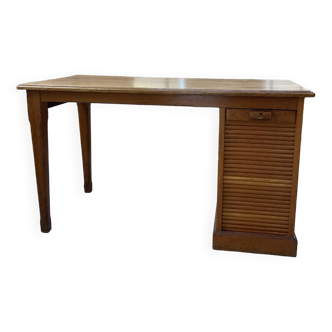 Oak desk with curtains from the 1950s