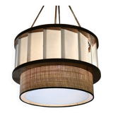 Suspension in solid oak and opaline glass