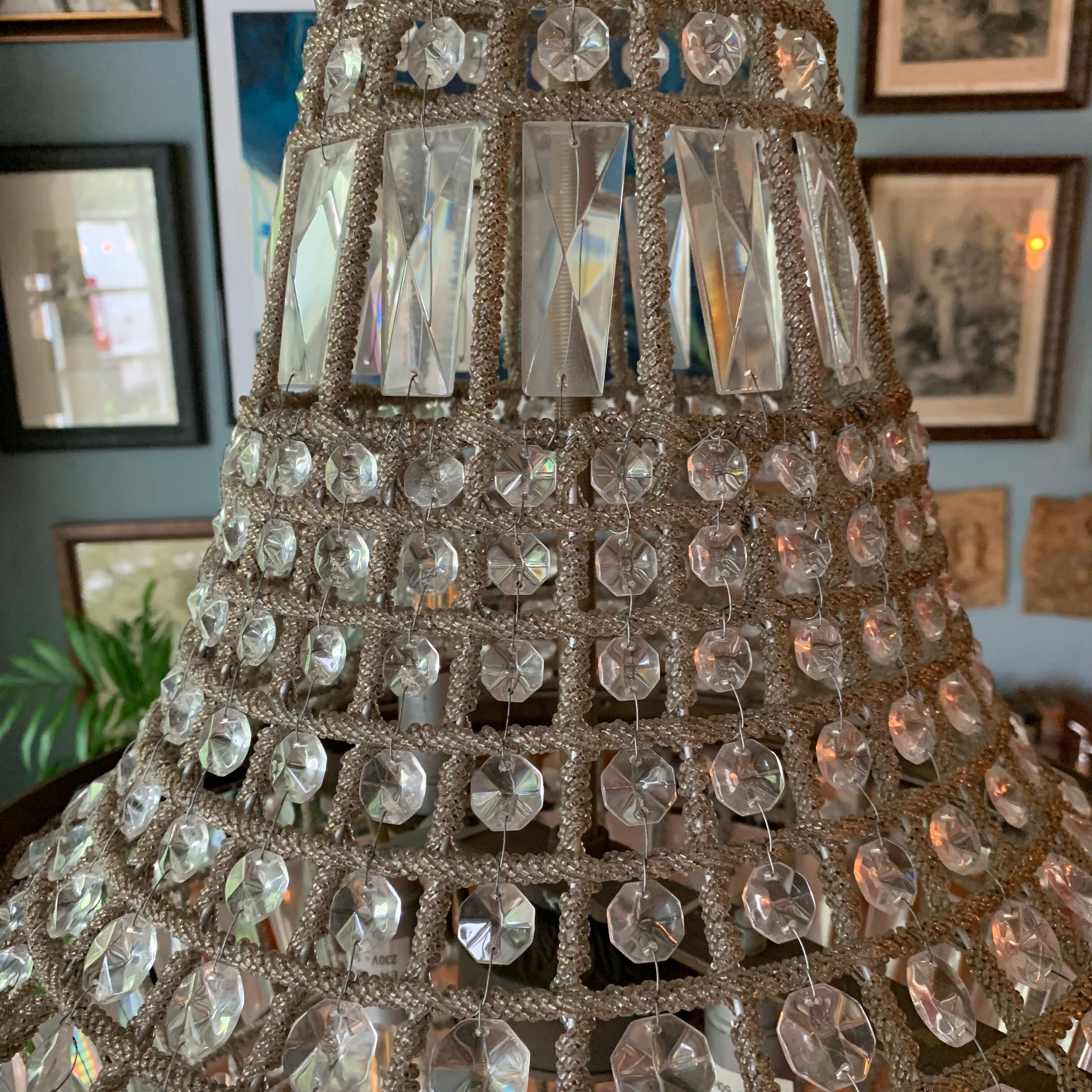 Bronze balloon chandelier and grapevines 90cm