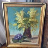 Painting on wood, mimosas, Belli