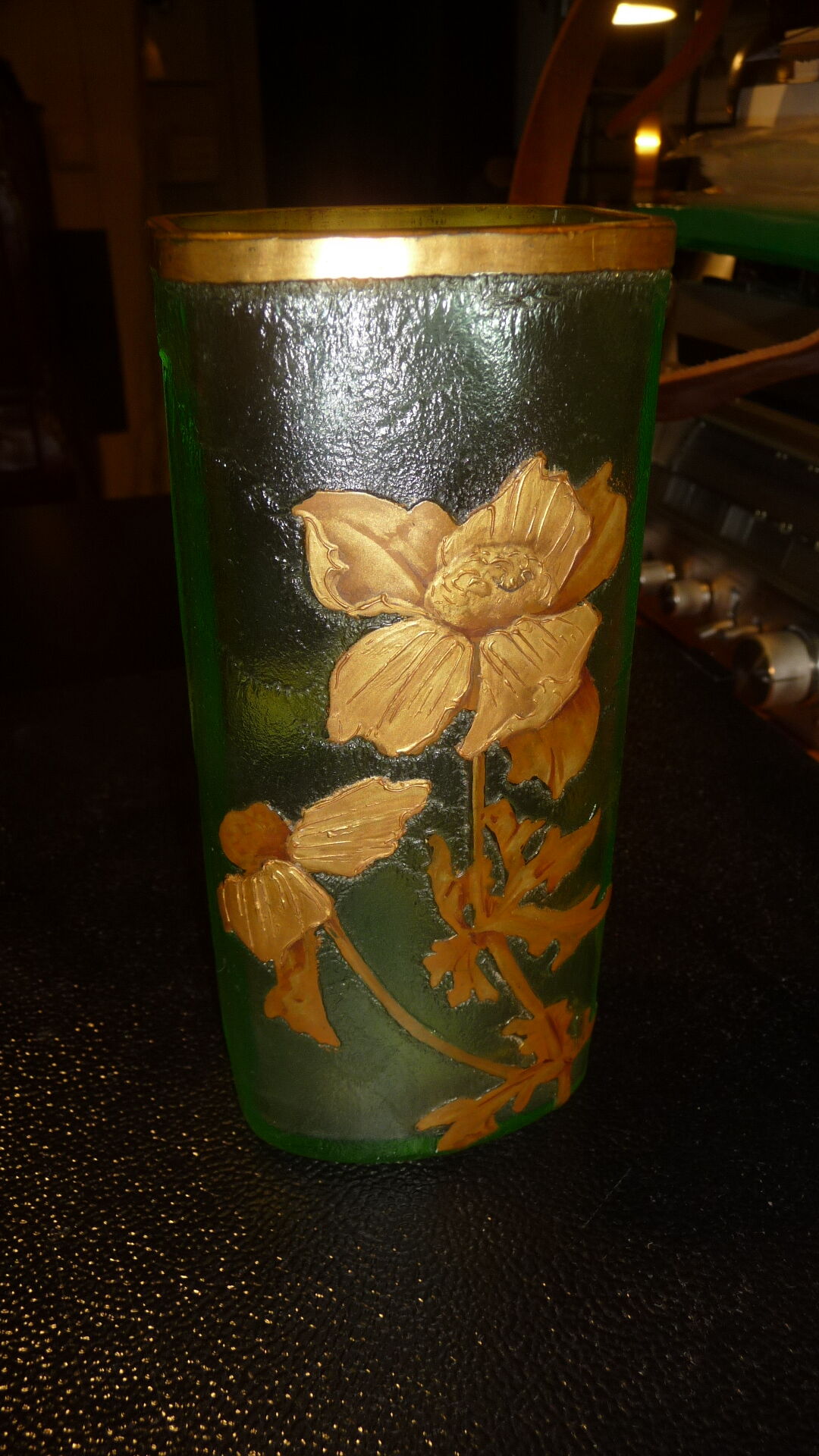 Montjoye enamelled glass vase,