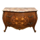 Walnut chest of drawers with marquetry and marble, 1958