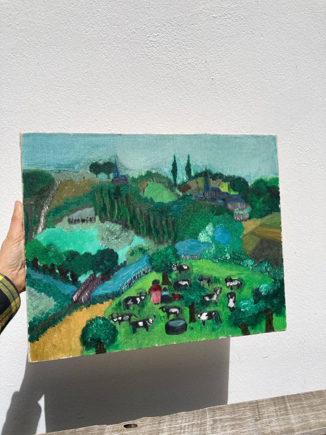 Tableau, huile sur toile paysage naïf