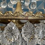 Lustre laiton et pampilles en verre, 3 étages, 6 feux