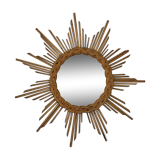 Sun mirror in braided rattan. 1960. 50cm.