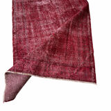 Distressed Turkish Rug 219 X 125 cm Wool Vintage rug, Over-dyed Red