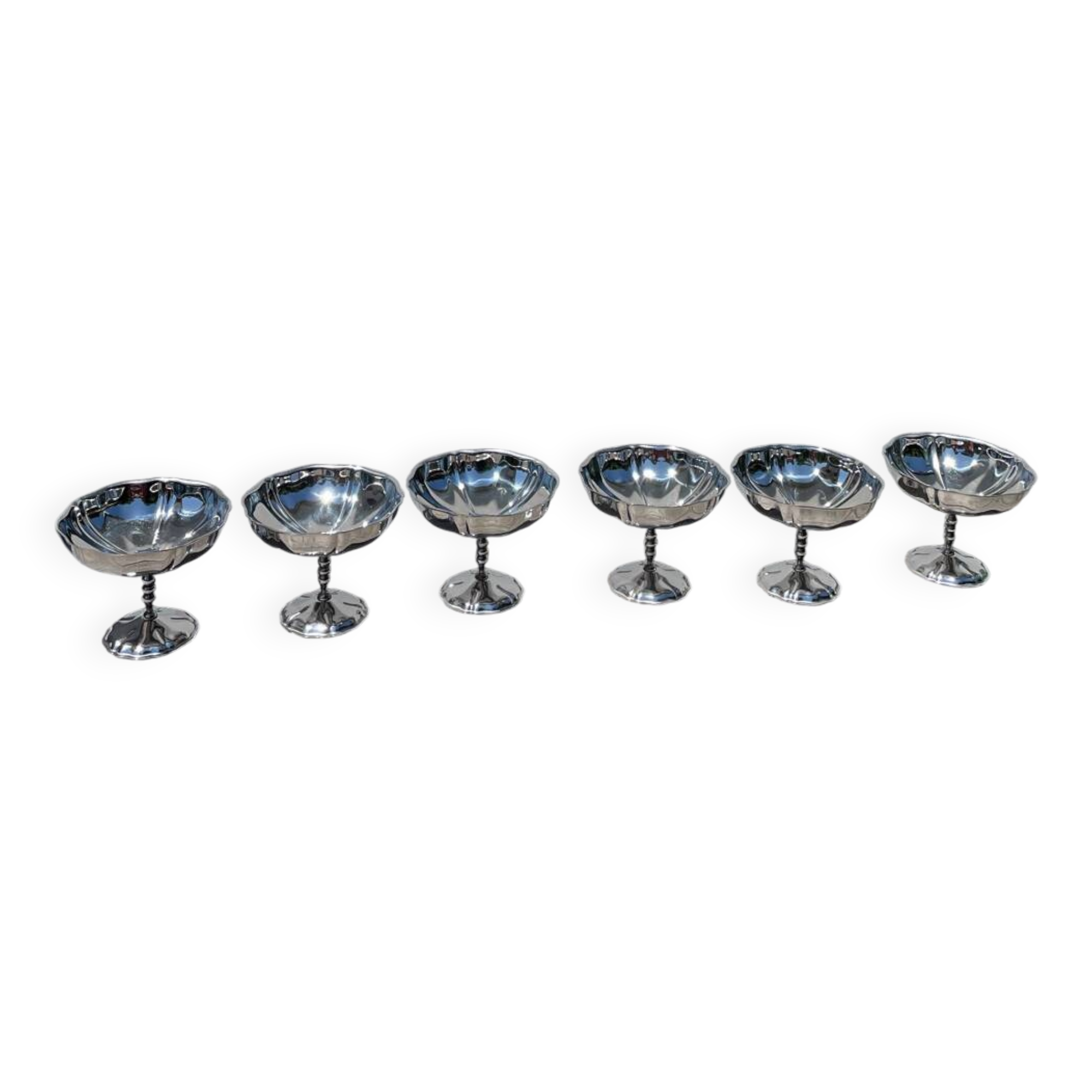 6 large stainless steel bowls 1970