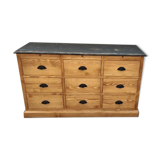 Furniture with drawers waxed pine above black top three tablets furniture of trade