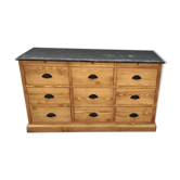Furniture with drawers waxed pine above black top three tablets furniture of trade