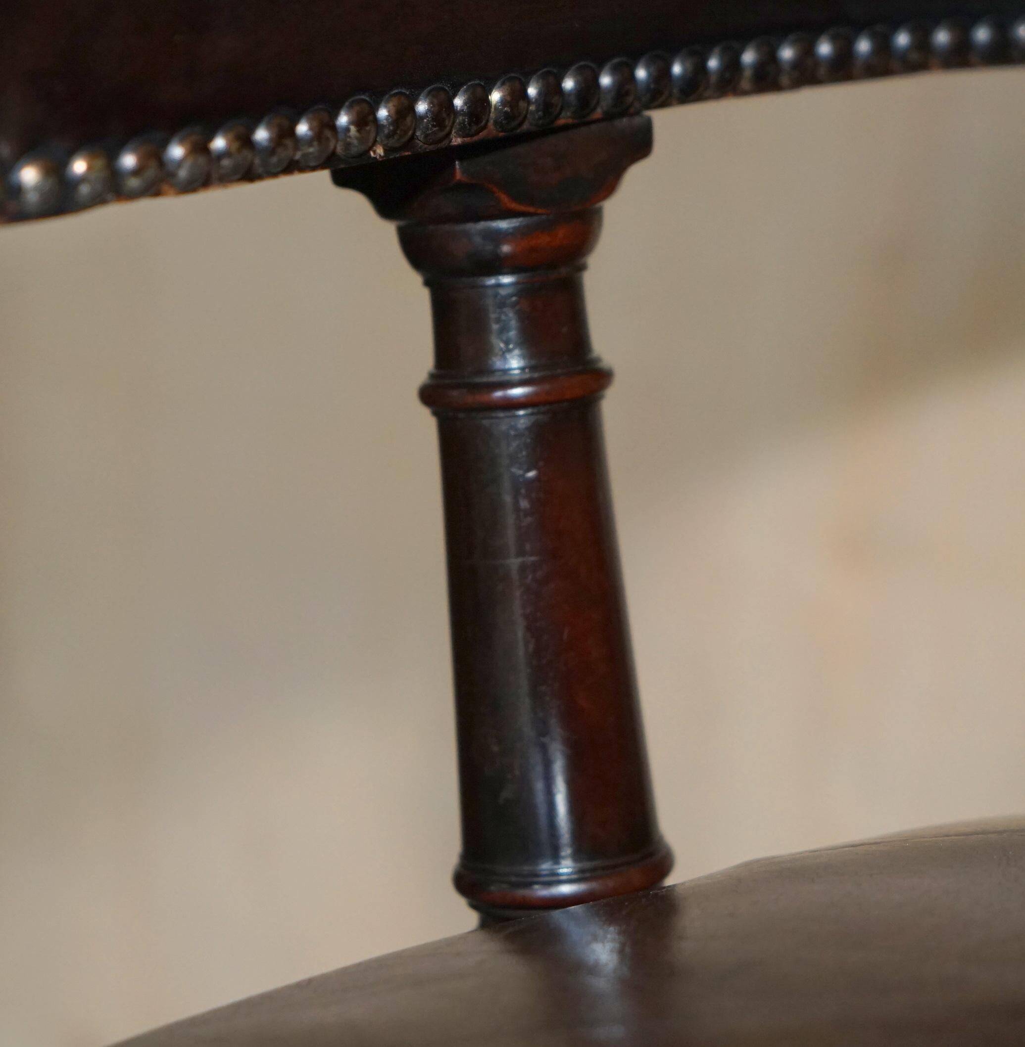 Victorian antique leather captain's chair