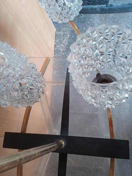 Lustre Arlus 6 feux en laiton doré, vers 1950