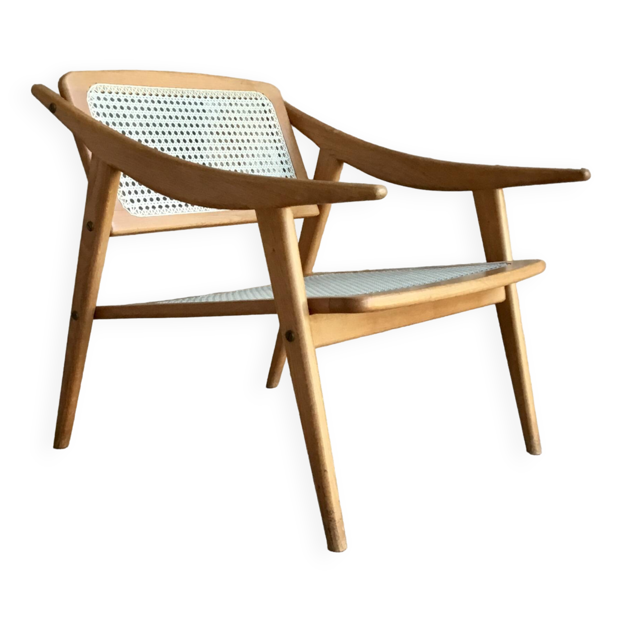 Cane armchair by Michel Ducaroy for SNA Roset - design 1950