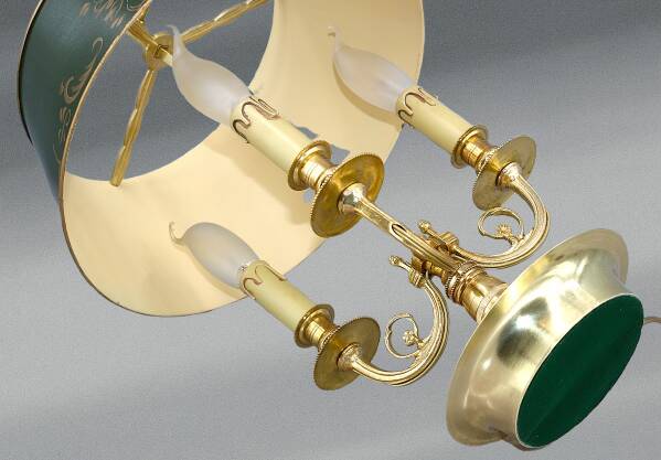 Lampe Bouillotte en Bronze Doré de Style Louis XVI Trois Lumières