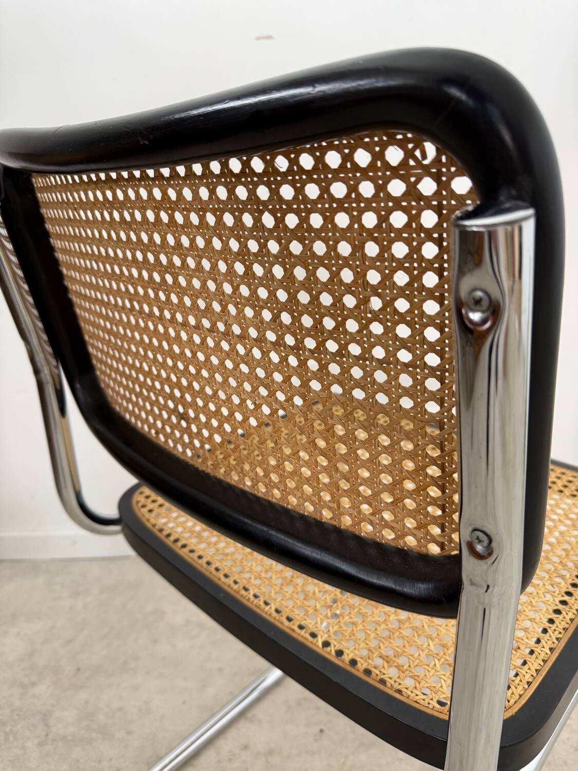 Old black caned chair Cesca B32 design Marcel Breuer 1970 Made in Italy vintage