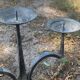 Large brutalist candlestick in handcrafted wrought iron