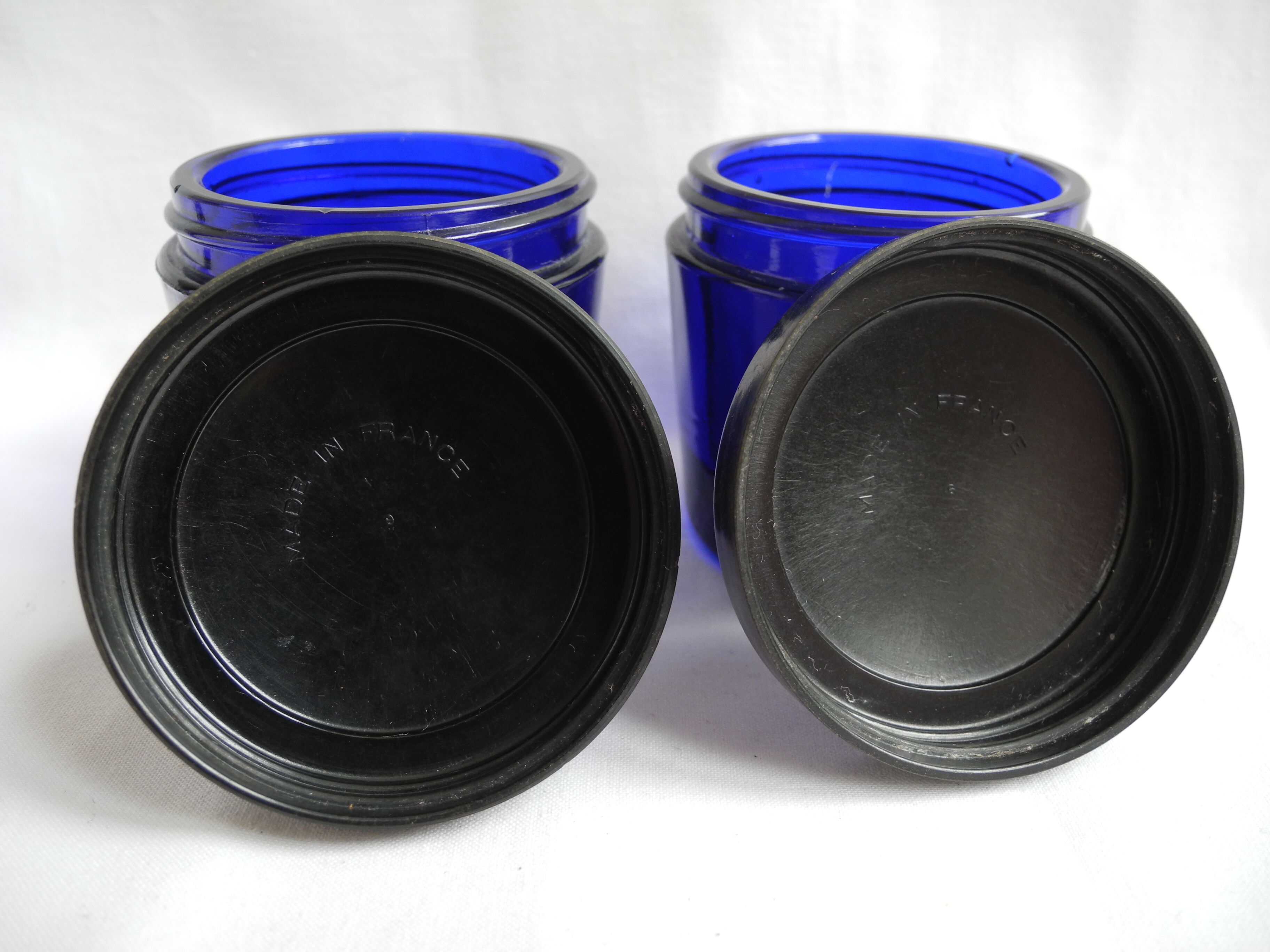 Old blue cream jars