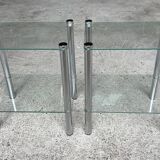 2 vintage 1980 rectangular sofa ends 2 translucent trays round tube