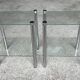 2 vintage 1980 rectangular sofa ends 2 translucent trays round tube