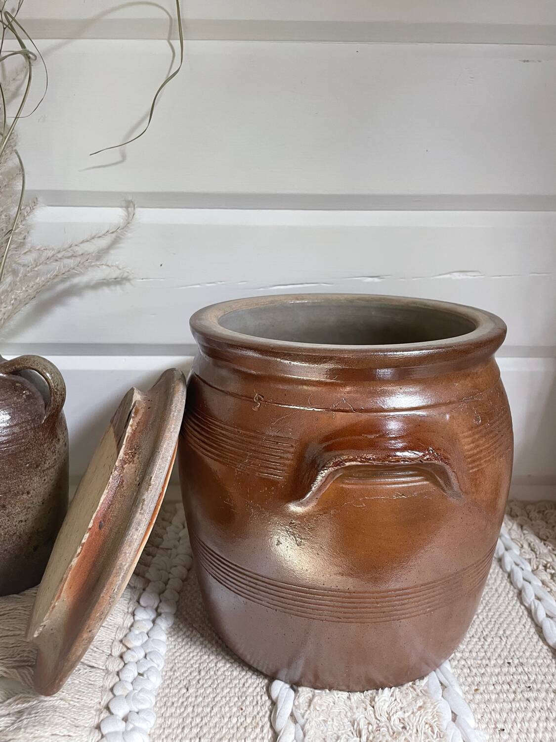 Old stoneware salt cellar