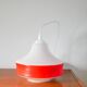 Suspension en opaline bicolore orange / rouge et blanc Design 1970