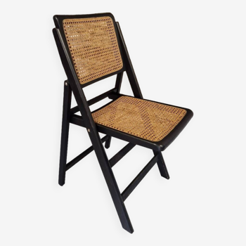Folding chair in wood and canework