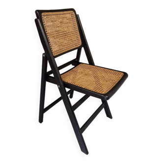 Folding chair in wood and canework