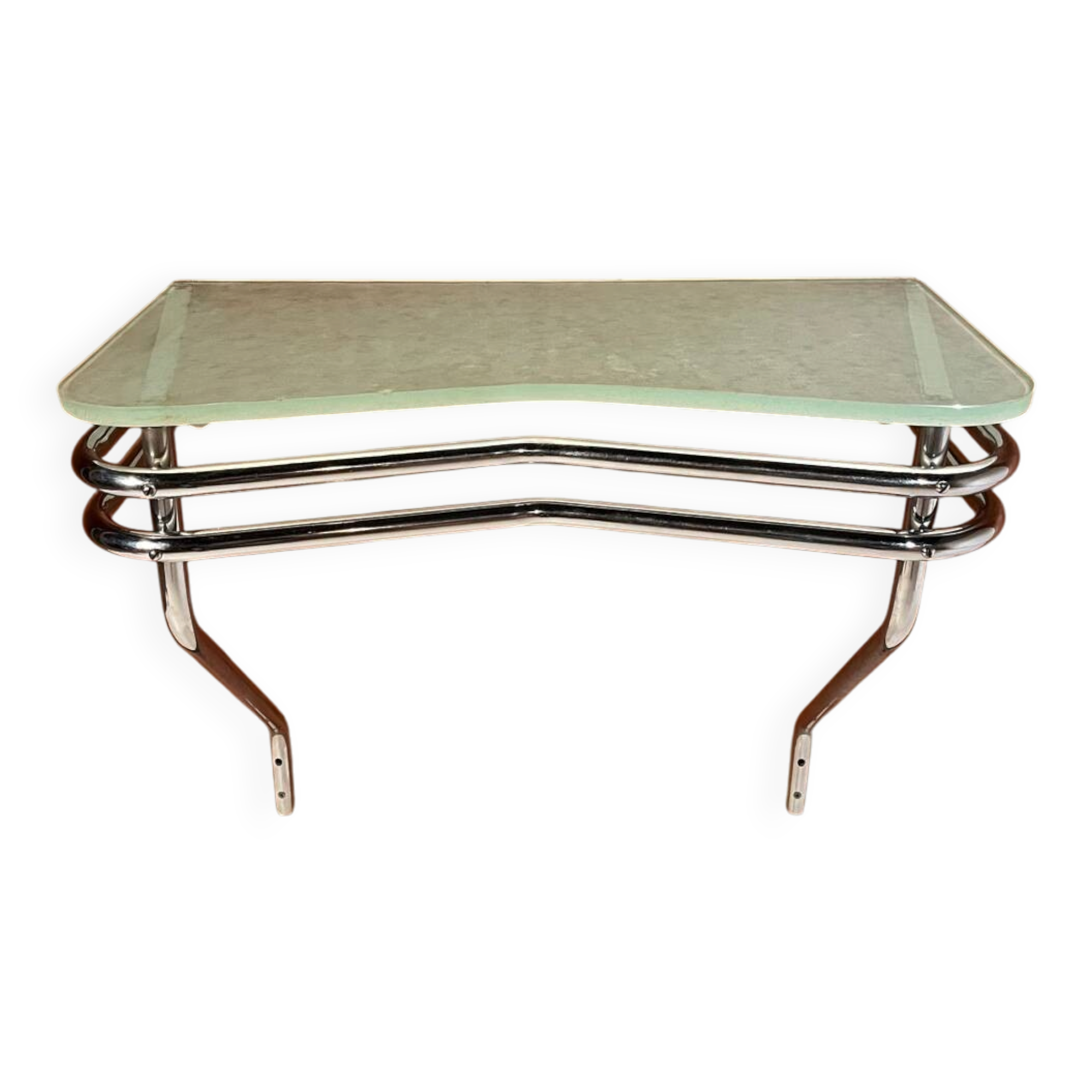 Frosted glass and steel console