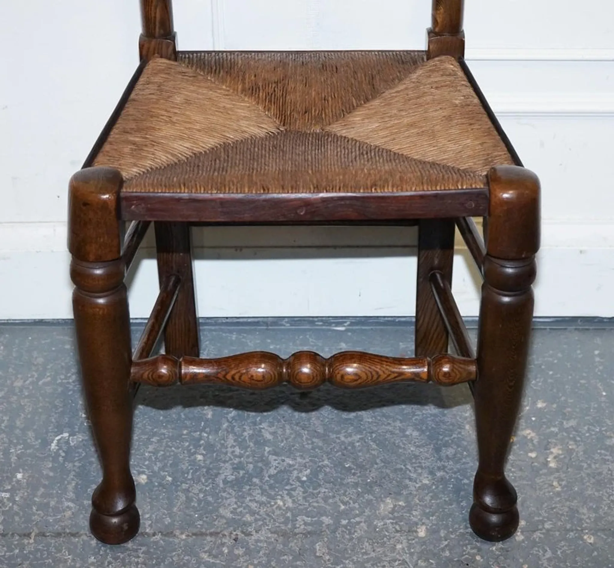 Antique Rush Seat Dining Chairs, England, 1910s, Set of 6