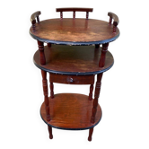 Sellette ronde table d'appoint vintage à étages avec tiroir