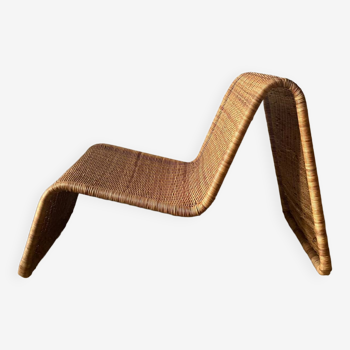 fauteuil Méridienne en rotin Ikea style Tito Agnoli