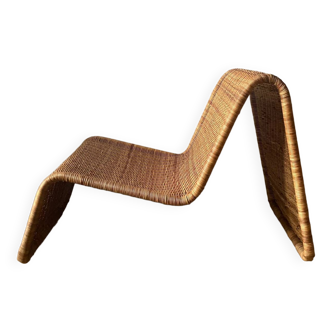 fauteuil Méridienne en rotin Ikea style Tito Agnoli