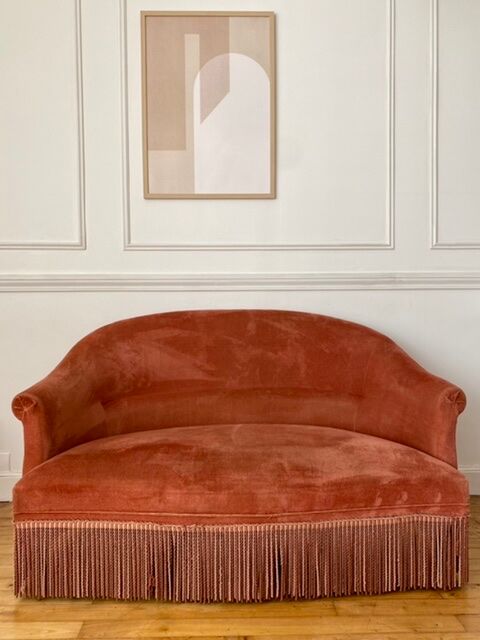 Pink velvet sofa