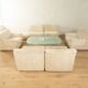 COR Space Age seating group, 1970s, set of 6 armchairs and footstool, cream white