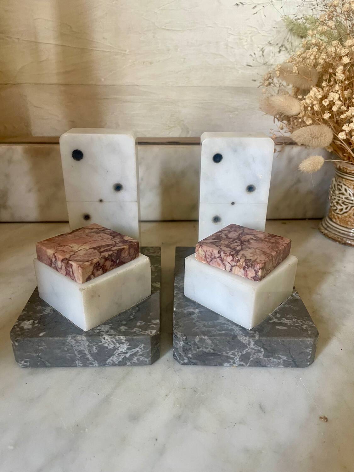 Pair of marble bookends