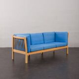 Danish mid century deep blue three seater sofa attr. to Stouby, 1980s.