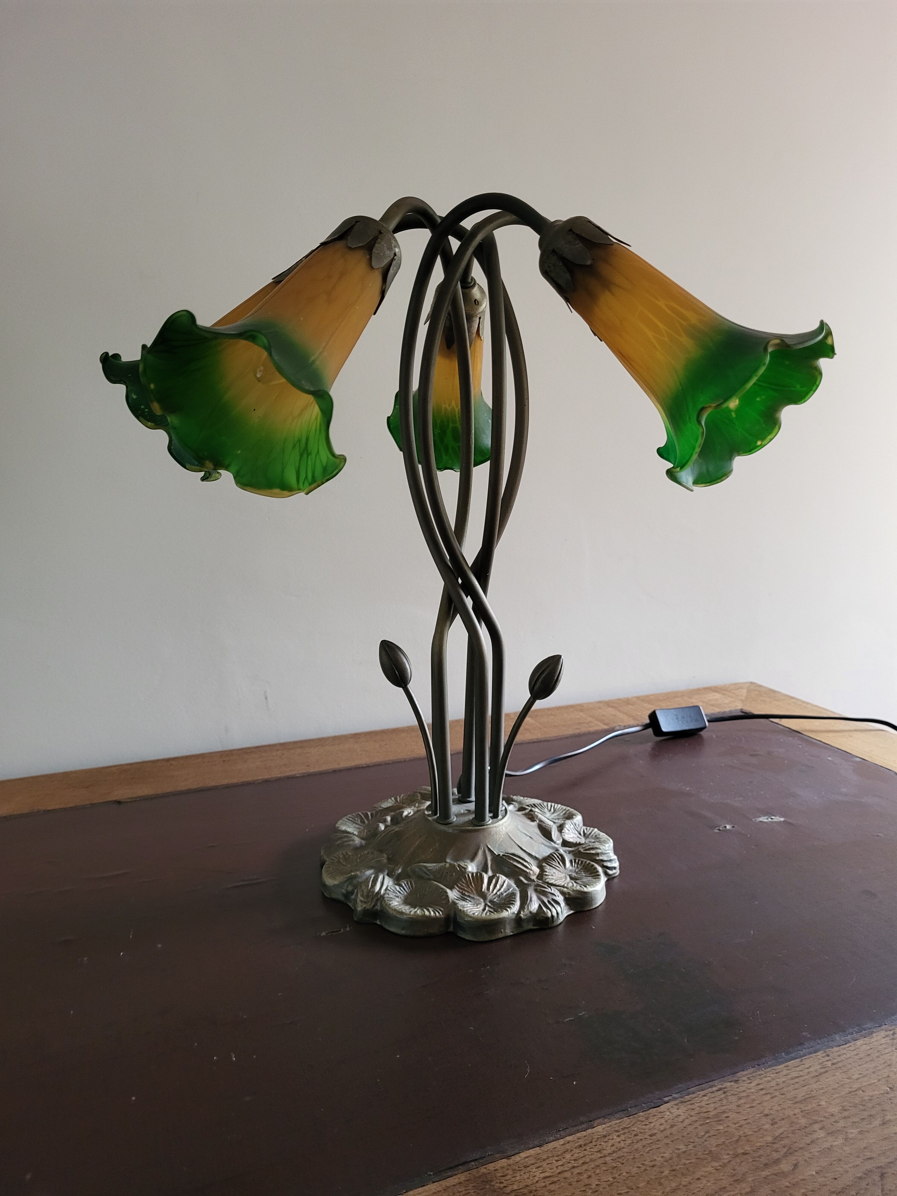 Lampe Tiffany vert ambré
